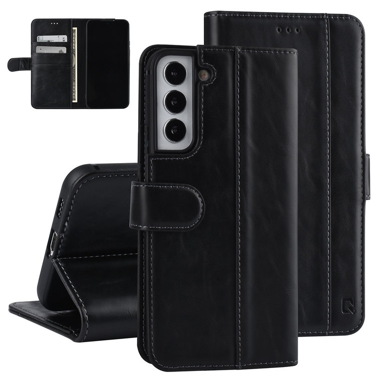 UNIQ Accessory Étui pour Samsung Galaxy S22 Plus  - Porte-cartes pour 3 cartes - Fermeture magnétique - Noir