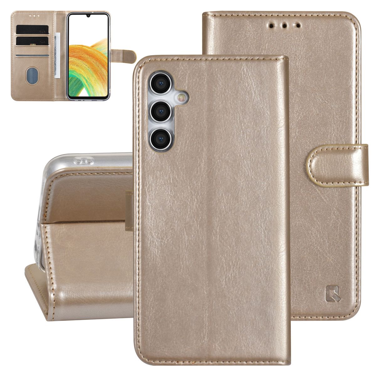 UNIQ Accessory Étui pour Samsung Galaxy A24 - Porte-cartes pour 3 cartes - Fermeture magnétique -Or