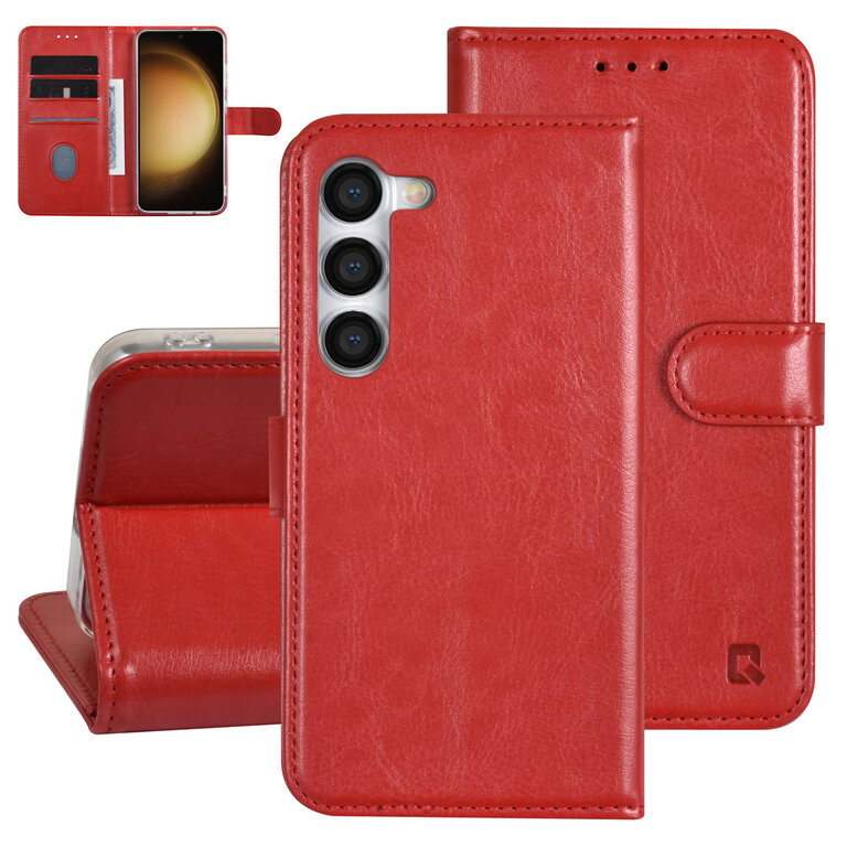 UNIQ Accessory Étui pour Samsung Galaxy S23 - Porte-cartes pour 3 cartes - Fermeture magnétique -Rouge