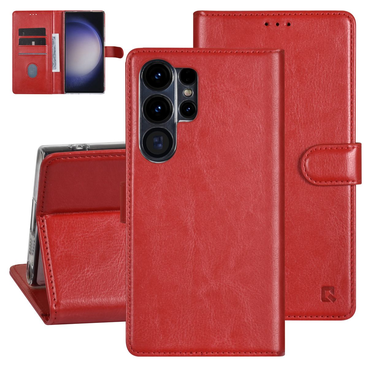 UNIQ Accessory Étui pour Samsung Galaxy S23 Ultra - Porte-cartes pour 3 cartes - Fermeture magnétique -Rouge