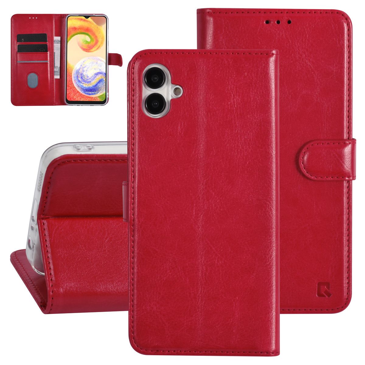 UNIQ Accessory Étui pour Samsung Galaxy A04 - Porte-cartes pour 3 cartes - Fermeture magnétique -Rouge
