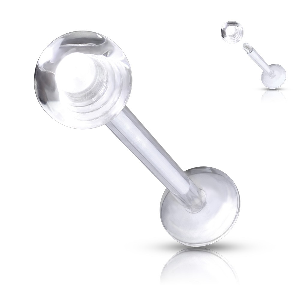 Piercing labret flexible en acrylique bioflex avec boule