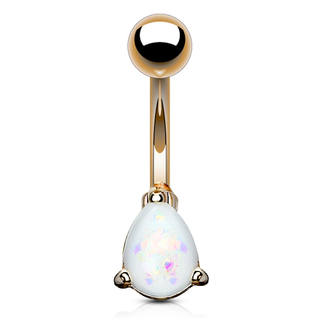 Piercing nombril opal glitter en acier chirurgical 316L 