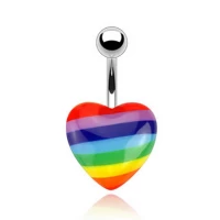 Piercing nombril  acrylique cœur gay pride en acier chirurgical 316L