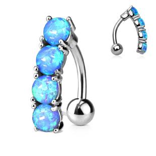 grossiste Piercing nombril  Vertical opale bleu en acier chirurgical 316L