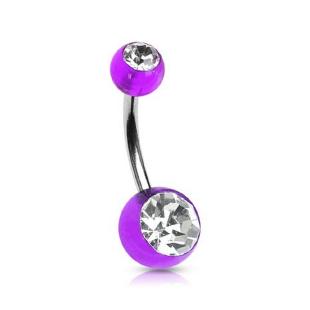 grossiste Piercing nombril  acrilyque violet gem clair en acier chirurgical 316L