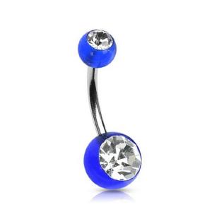 grossiste Piercing nombril  acrilyque bleu gem clair en acier chirurgical 316L