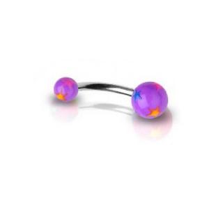 grossiste Piercing nombril  acrylique étoile violet en acier chirurgical 316L