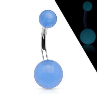 grossiste Piercing nombril  acrylique phosphorescent bleu en acier chirurgical 316L
