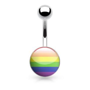 grossiste Piercing nombril  logo gay pride en acier chirurgical 316L