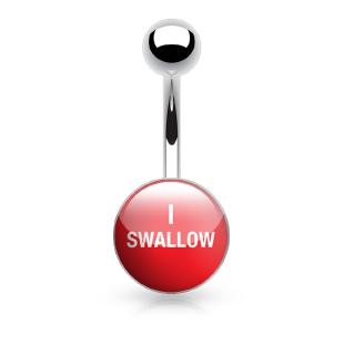 grossiste Piercing nombril  logo I SWALLOW en acier chirurgical 316L