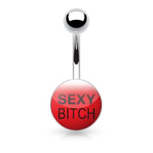 grossiste Piercing nombril  logo SEXY BITCH en acier chirurgical 316L