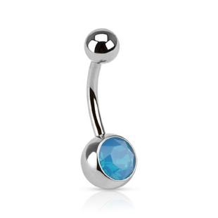 grossiste Piercing nombril  boule opale bleu en acier chirurgical 316L