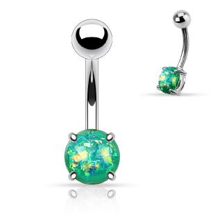 grossiste Piercing nombril  opale paillette vert en acier chirurgical 316L