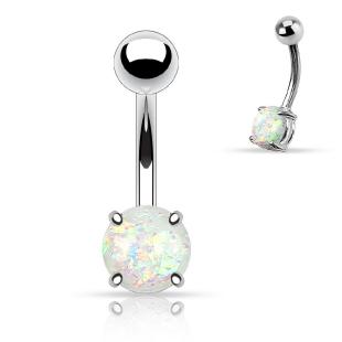 grossiste Piercing nombril  opale paillette blanc en acier chirurgical 316L