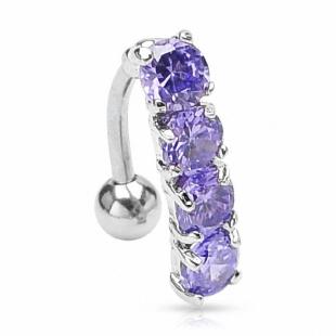 grossiste Piercing nombril  top 4 gems violet clair en acier chirurgical 316L