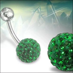 Piercing Nombril acier Chirurgical 316L crystal vert