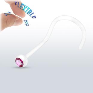 Piercing de Nez Bioflex Flexible Transparent - fushia rose