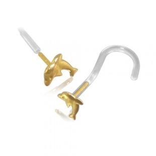 Piercing nez Bio-Plast avec tête en or 14 carats En forme de pied
