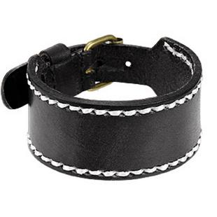 grossiste Bracelet de cuir noir avec bordure cousue avec boucle réglable fermeture fin