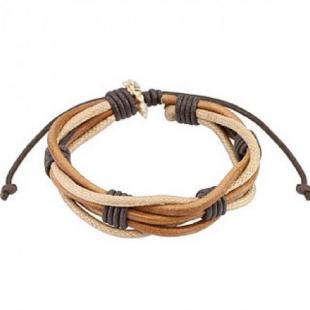 grossiste Bracelet cuir marron String Multi avec cordon