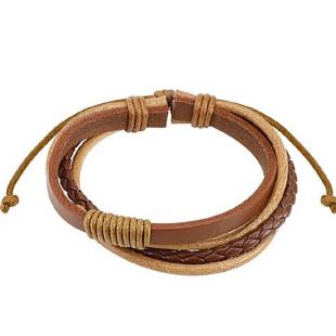 grossiste Bracelet en cuir combinaison marron avec cordon