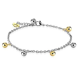 grossiste Chaîne de cheville bracelet perles couleur or et argent  en acier inoxidable 316L 