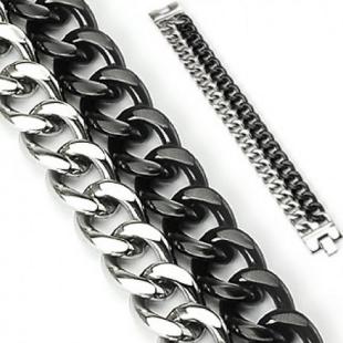 grossiste Bracelet La double bande IP Noir en acier inoxydable 316L
