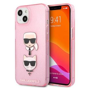 Karl Lagerfeld pour iPhone 13 mini 5,4 pink/pink hardCoque Glitter Karl`s & Choupette