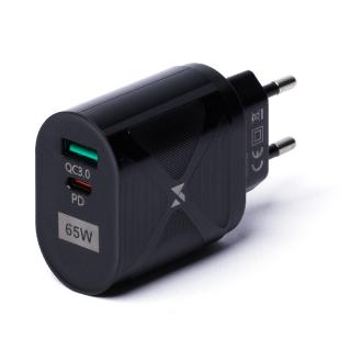 Wozinsky petit chargeur GaN 65W avec ports USB, USB prend en charge la charge rapide noir 
