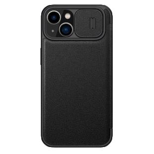 Nillkin Qin Leather Pro Coque pour iPhone 14 Camera Cover Holster Cover Flip Coque Noir