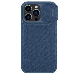 Nillkin Qin Cloth ProCoque pour iPhone 14 Pro Camera Cover Holster Cover Flip Coque Bleu