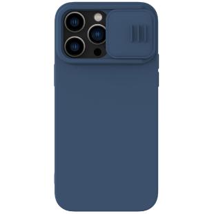 Nillkin CamShield Silky Silicone Coque pour iPhone 14 Pro Max Housse en silicone avec protecteur d'appareil photo Bleu