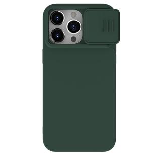 Étui en silicone soyeux Nillkin CamShield pour iPhone 15 Pro Max avec protecteur d'appareil photo - Vert