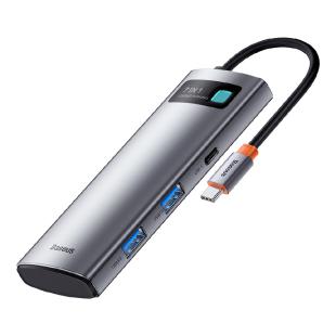 Baseus Metal Gleam Series HUB USB multifonctionnel 7 en 1 Type C HDMI TF PD lecteur de carte gris 