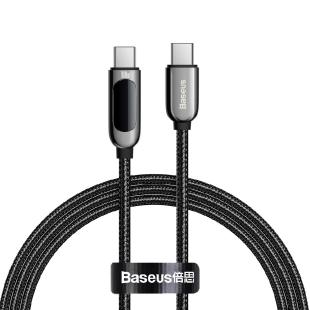 Baseus USB Type C - Câble USB Type C 100 W 1 m Charge rapide avec wattmètre à écran d'affichage noir 