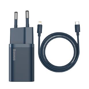 Chargeur rapide Baseus Super Si 1C USB Type C 20W Power Delivery + USB Type C - Câble Lightning 1m bleu 
