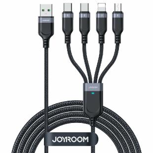 Câble USB 4en1 USB-A - 2 x USB-C / Lightning / Micro pour le chargement et la transmission de données 1,2 m Joyroom S-1T4018A18 - noir