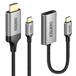 Choetech USB Type C - HDMI + USB Type C - Câble HDMI 2m gris 