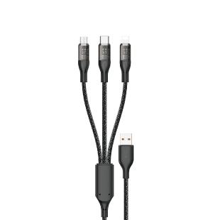 Câble de charge rapide 120W 1m 3 en 1 USB - USB-C / microUSB / Lightning Dudao L22X - argent