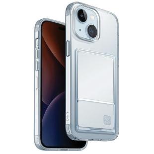 Coque Uniq Air Fender ID pour iPhone 15 6,1, couleur chair transparente, fente avec cartes
