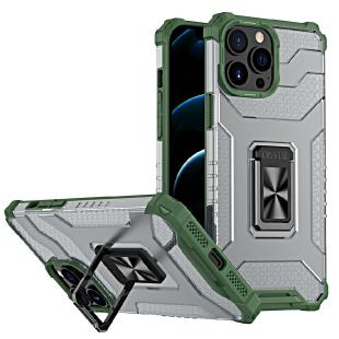 Crystal Ring Coque Kickstand résistante Rugged Cover pour iPhone 13 Pro vert