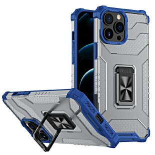Crystal Ring Coque Kickstand résistante Rugged Cover pour iPhone 13 Pro bleu