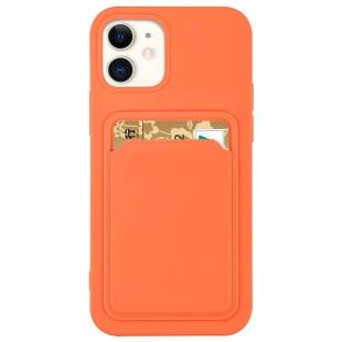 Étui pour cartes Étui portefeuille en silicone avec fente pour carte Documents pour iPhone 12 Pro Orange