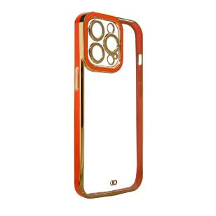 Coque Fashion pour iPhone 12 Gold Frame Gel Cover Rouge