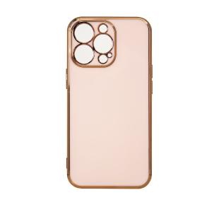 Coque Lighting Color pour iPhone 12 Pro coque gel Rose avec cadre doré