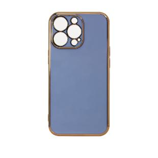 Coque Lighting Color pour iPhone 13 Pro, coque en gel bleu avec cadre doré