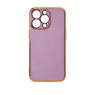 Coque Lighting Color pour iPhone 13 Pro Max coque en gel Violet avec cadre doré