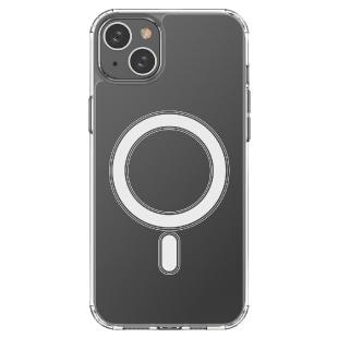 Étui magnétique transparent avec MagSafe pour iPhone 14 Plus avec anneau argenté - transparent