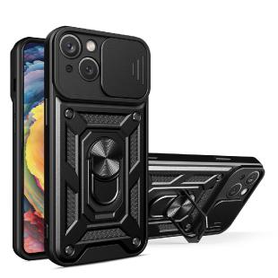 Coque Hybrid Armor Camshield pour iPhone 14 Plus coque blindée avec cache caméra noir